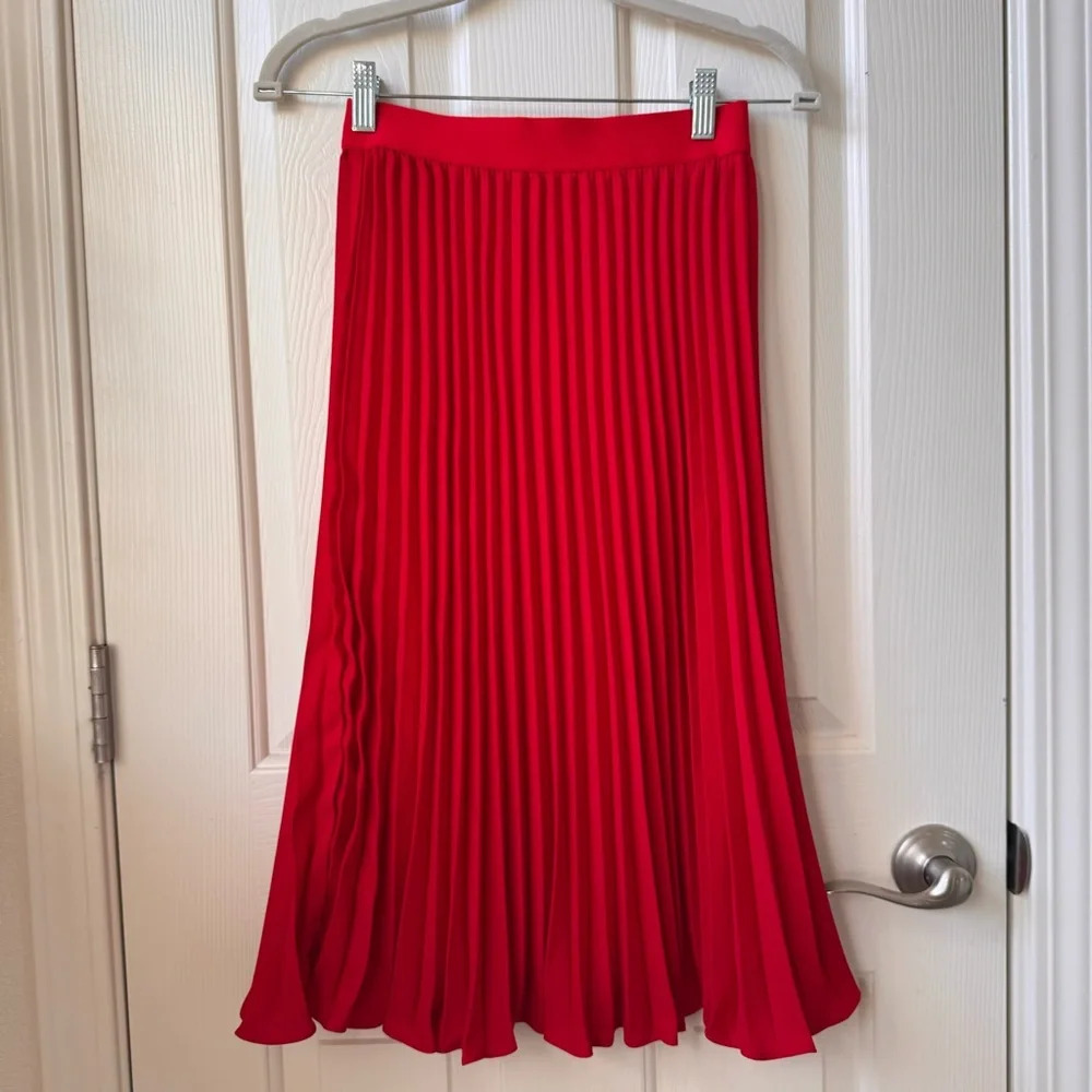 Kate Kasin High Waist Pleated A-line Swing cocktail party Midi Skirt XS - Picture 9 of 9